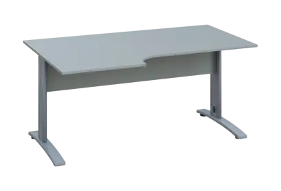 ERK 18 - 166 stůl kancelářský, rohový, levý, kovová podnož stříbrná, deska 18 mm, široký 1600 mm, šedá